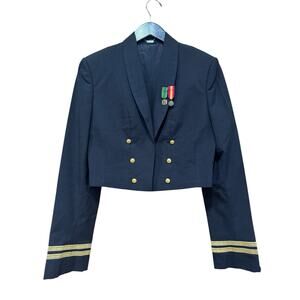 Vintage Cropped Black Military Style Dinner Dress Jacket Size 16L